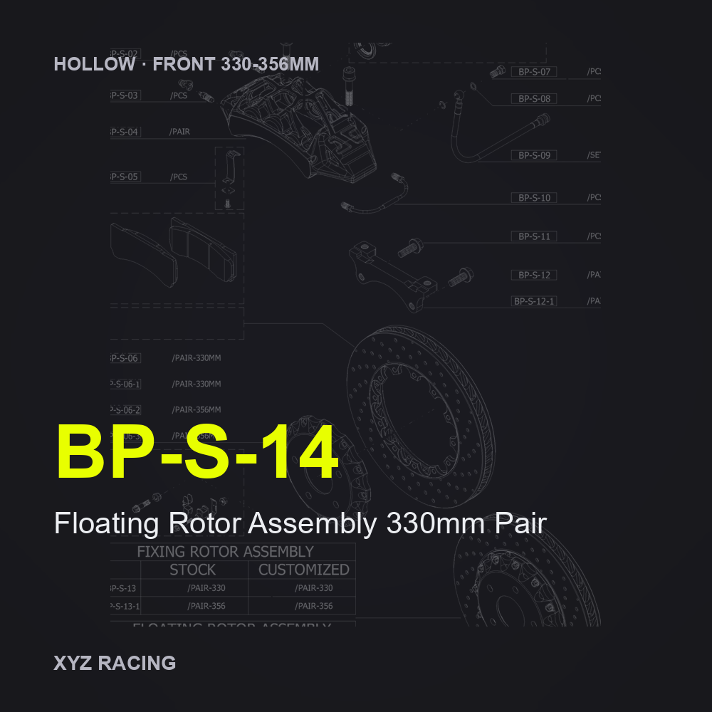 Floating Rotor Assembly 330mm Pair (BP-S-14) — Hollow Front 330-356mm