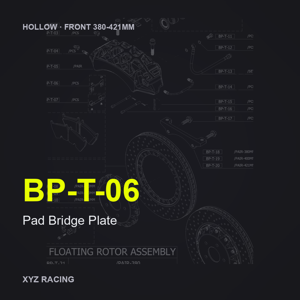 Pad Bridge Plate (BP-T-06) — Hollow Front 380-421mm
