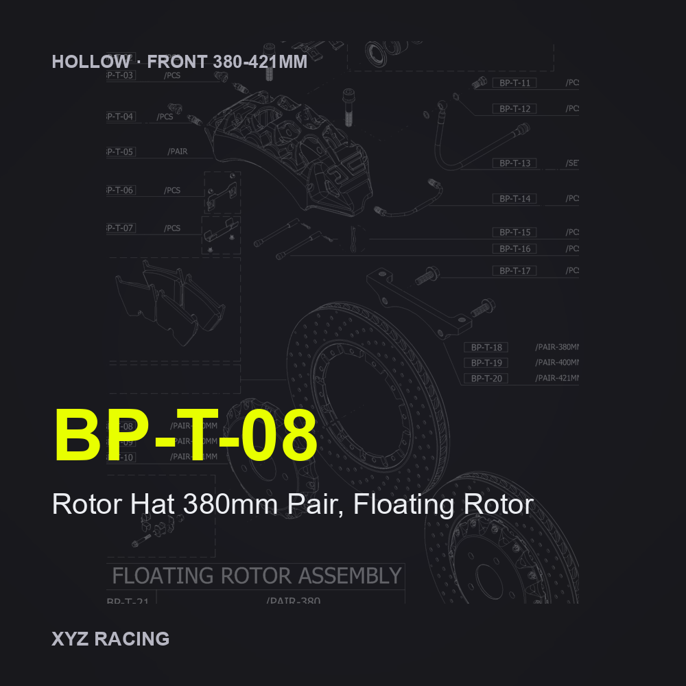 Rotor Hat 380mm Pair, Floating Rotor (BP-T-08) — Hollow Front 380-421mm