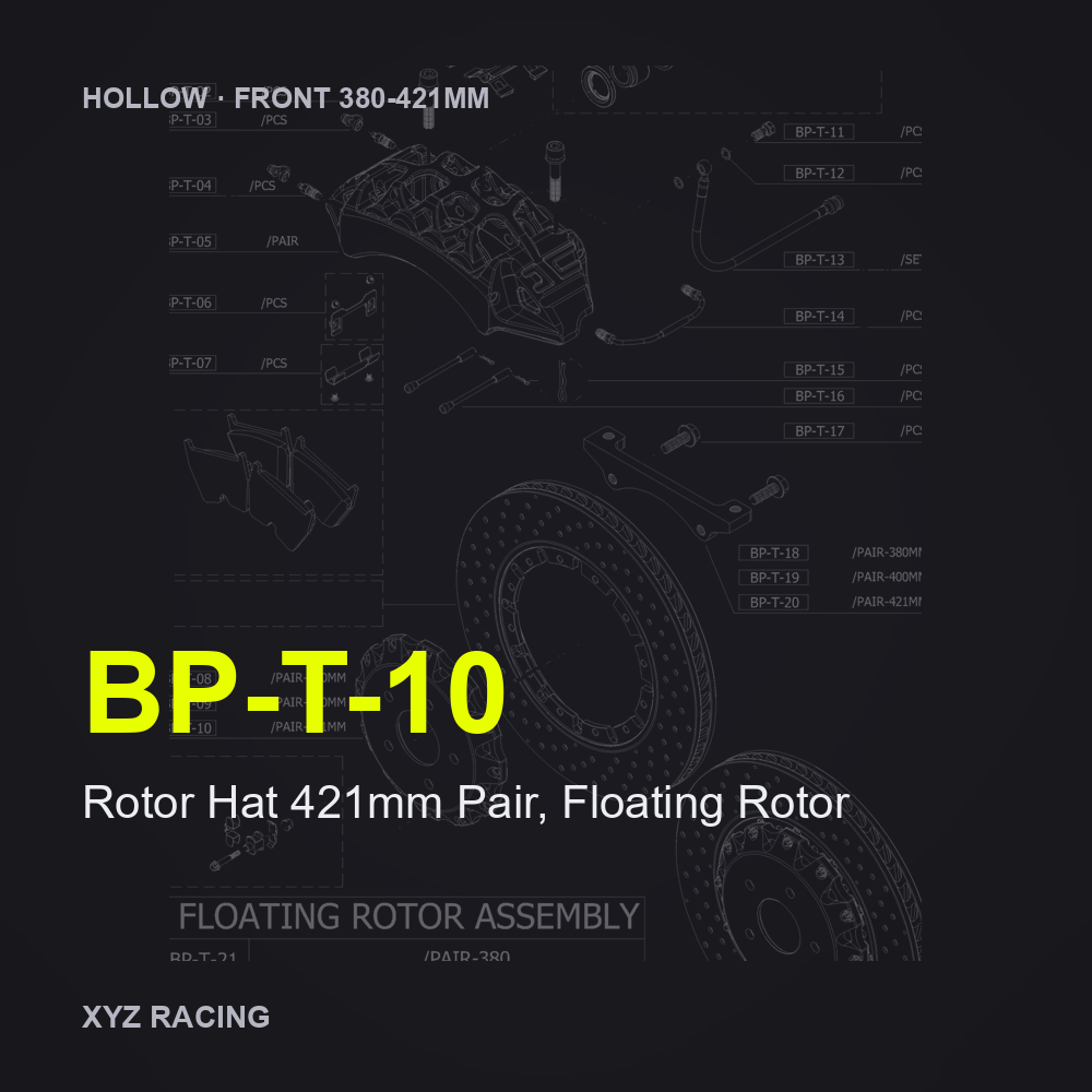 Rotor Hat 421mm Pair, Floating Rotor (BP-T-10) — Hollow Front 380-421mm