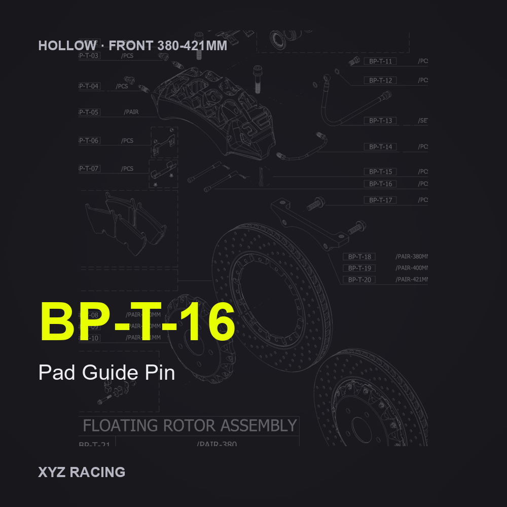 Pad Guide Pin (BP-T-16) — Hollow Front 380-421mm
