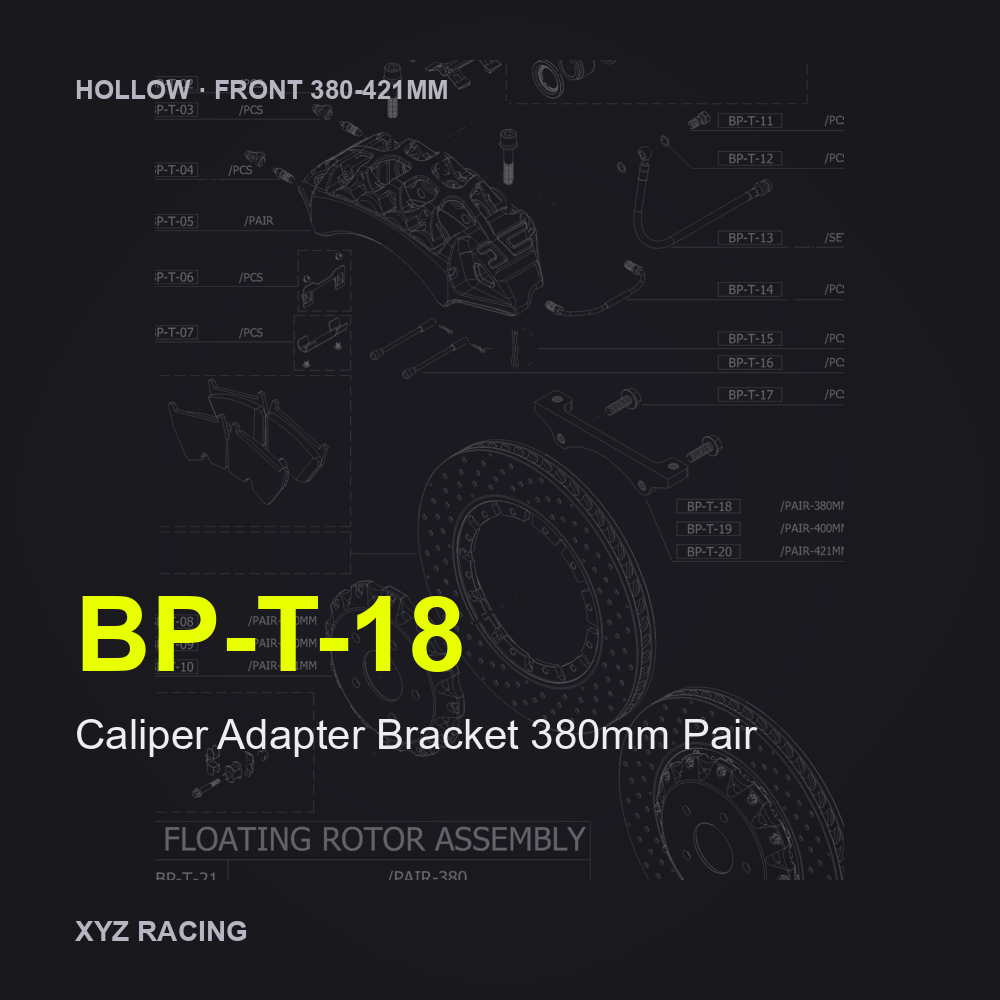 Caliper Adapter Bracket 380mm Pair (BP-T-18) — Hollow Front 380-421mm