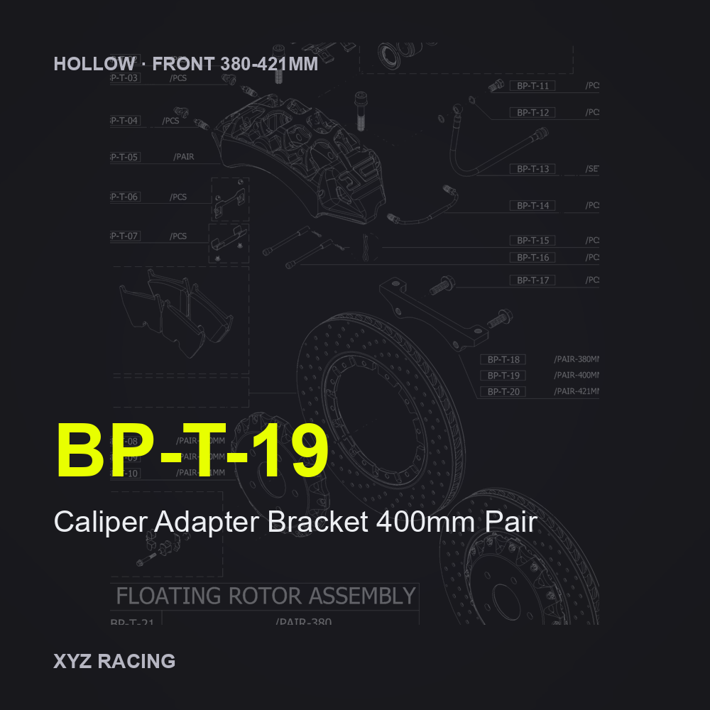 Caliper Adapter Bracket 400mm Pair (BP-T-19) — Hollow Front 380-421mm