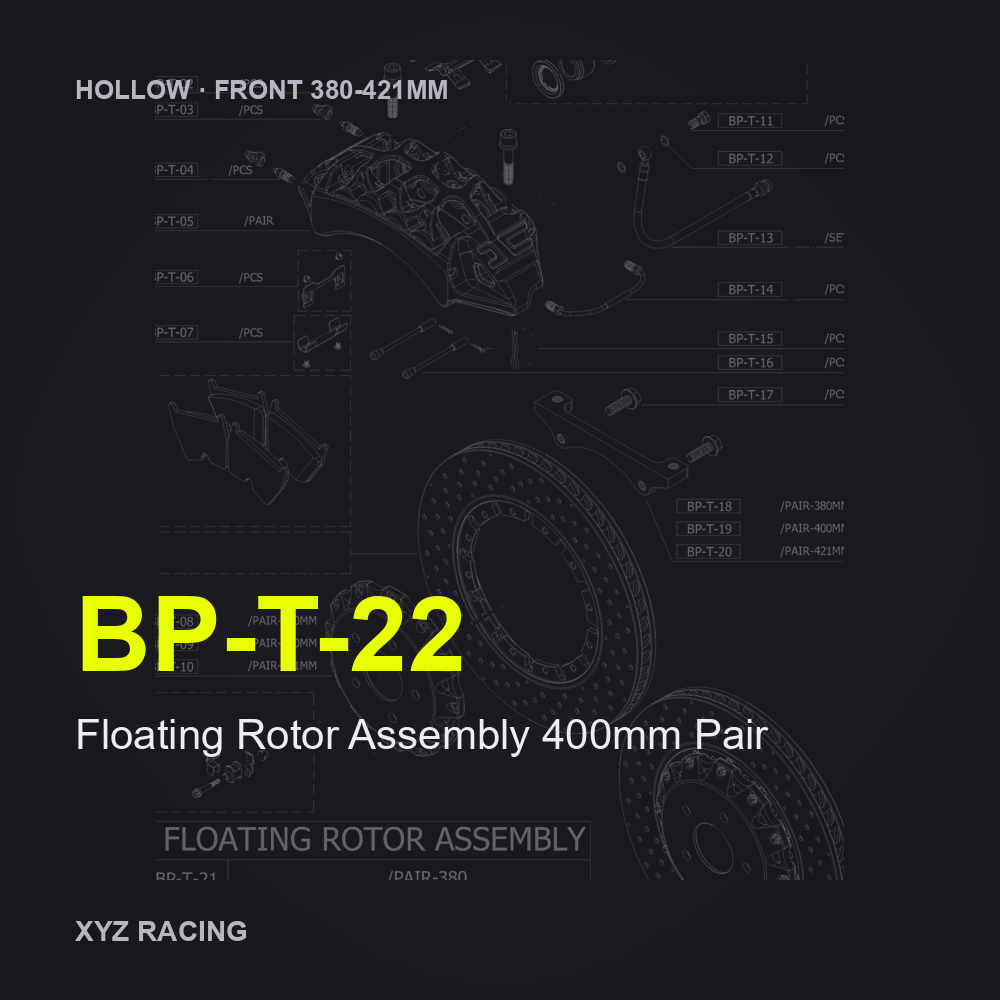 Floating Rotor Assembly 400mm Pair (BP-T-22) — Hollow Front 380-421mm