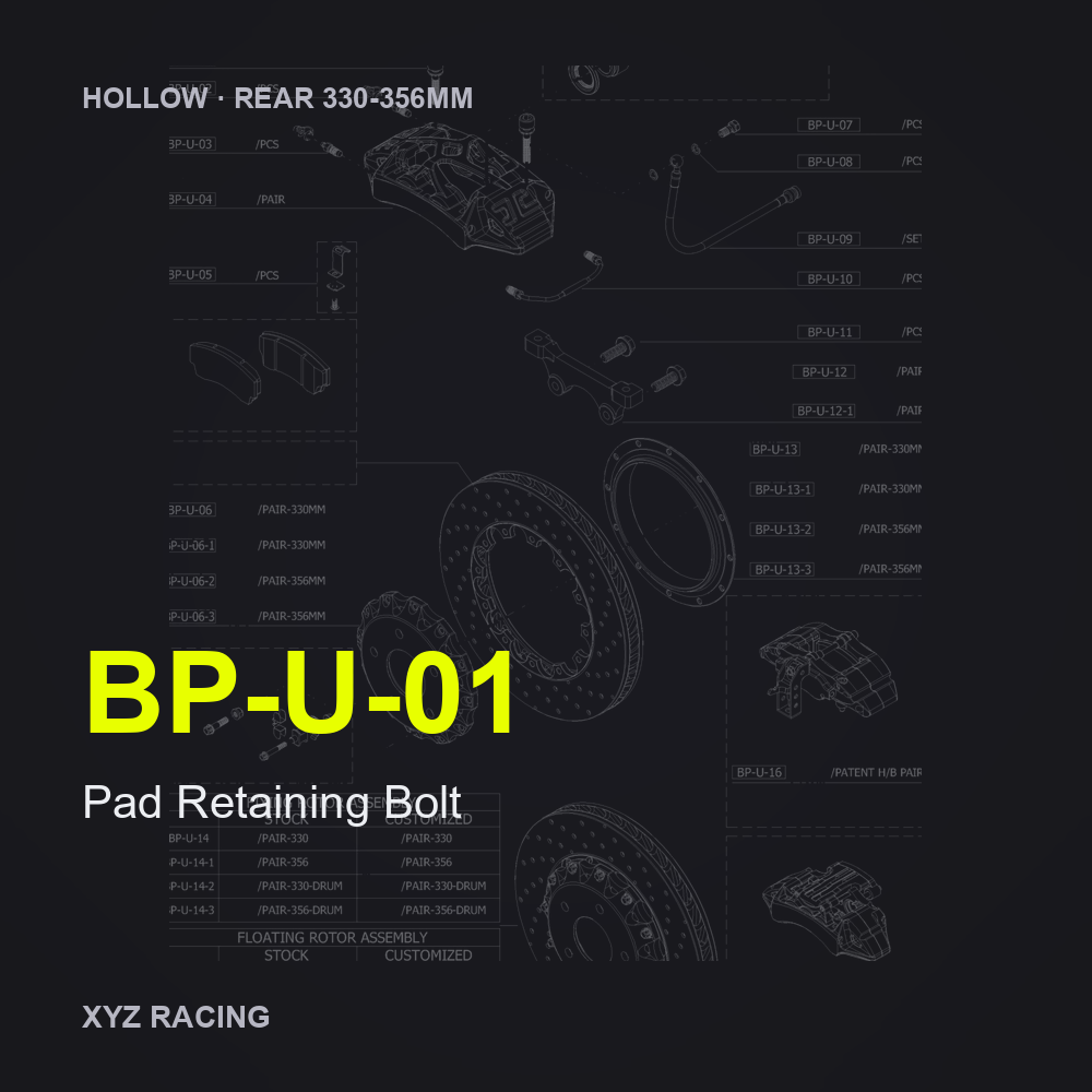 Pad Retaining Bolt (BP-U-01) — Hollow Rear 330-356mm