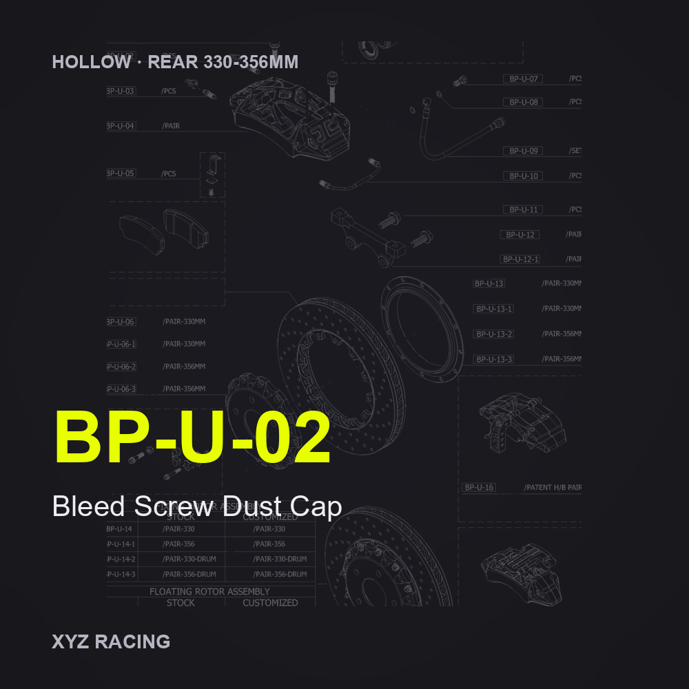 Bleed Screw Dust Cap (BP-U-02) — Hollow Rear 330-356mm