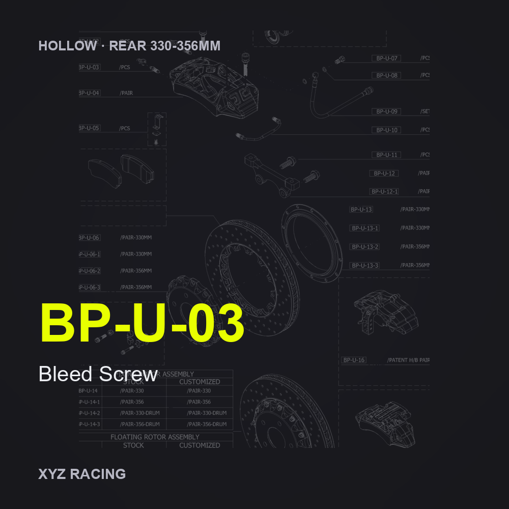 Bleed Screw (BP-U-03) — Hollow Rear 330-356mm