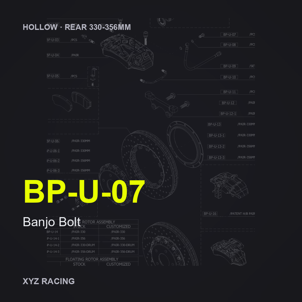 Banjo Bolt (BP-U-07) — Hollow Rear 330-356mm