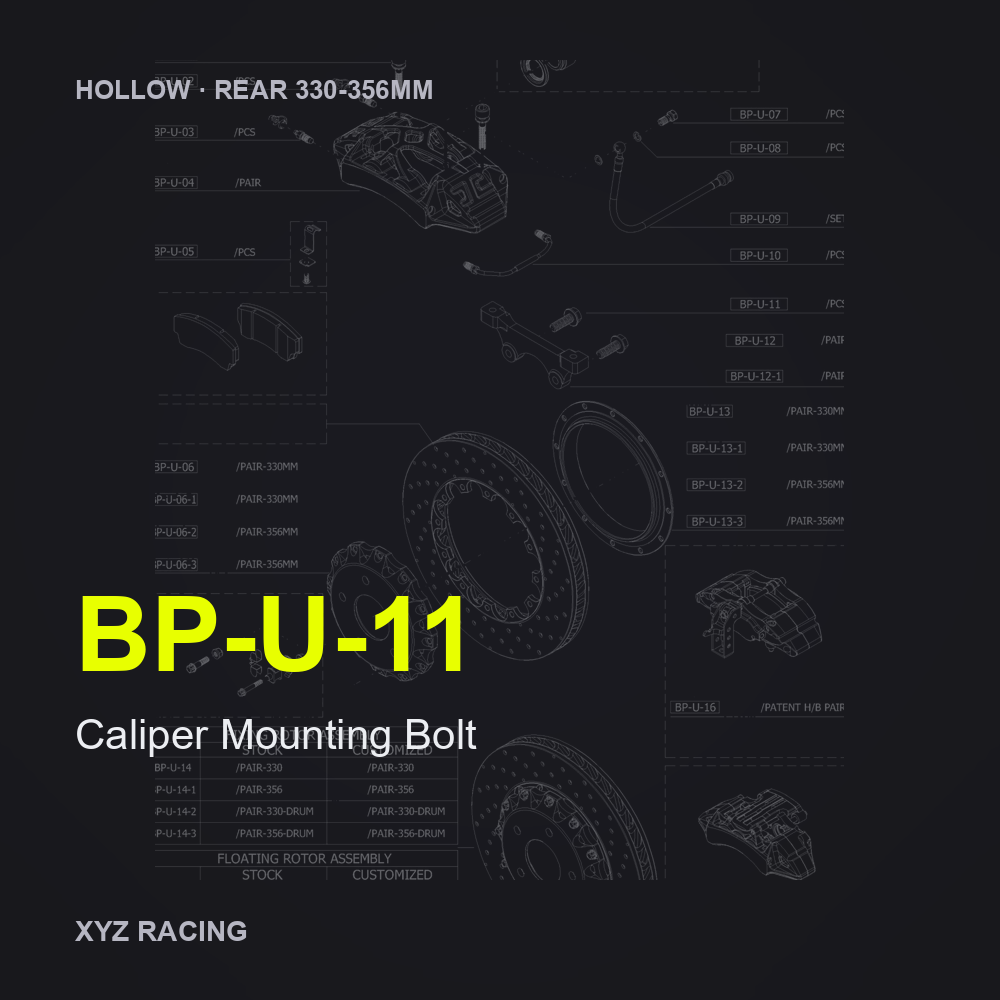 Caliper Mounting Bolt (BP-U-11) — Hollow Rear 330-356mm