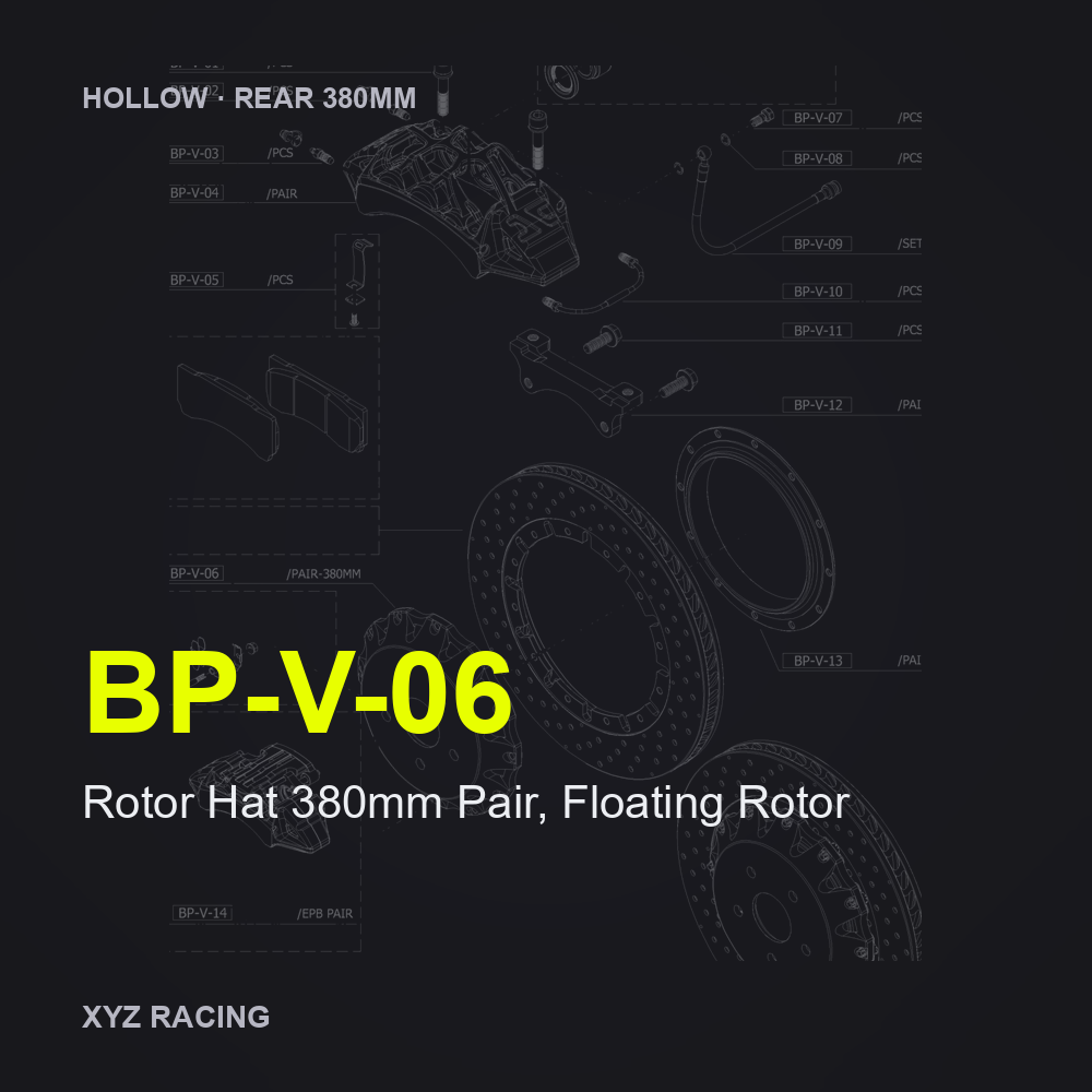 Rotor Hat 380mm Pair, Floating Rotor (BP-V-06) — Hollow Rear 380mm
