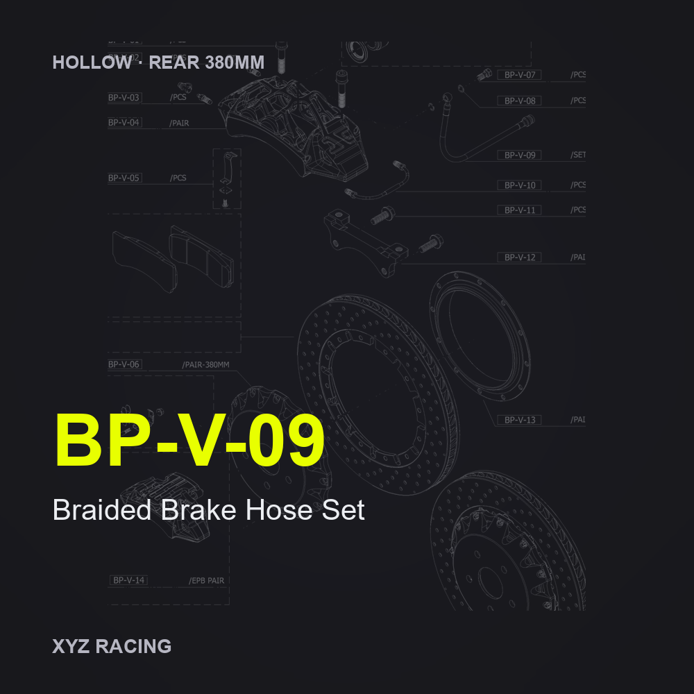 Braided Brake Hose Set (BP-V-09) — Hollow Rear 380mm