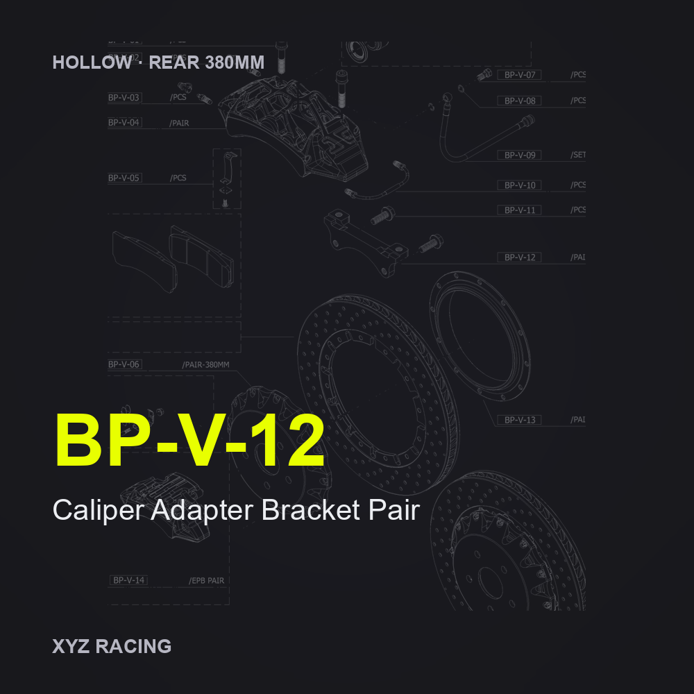 Caliper Adapter Bracket Pair (BP-V-12) — Hollow Rear 380mm