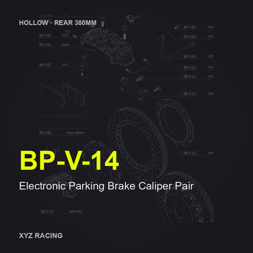 Electronic Parking Brake Caliper Pair (BP-V-14) — Hollow Rear 380mm