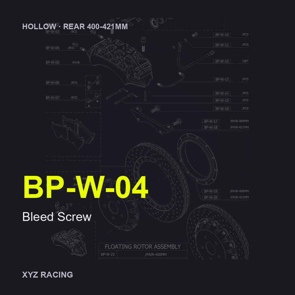 Bleed Screw (BP-W-04) — Hollow Rear 400-421mm