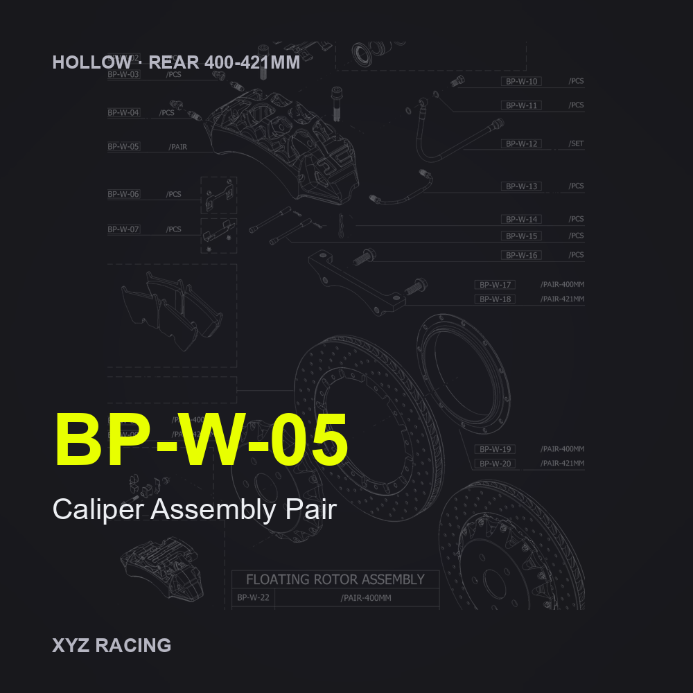 Caliper Assembly Pair (BP-W-05) — Hollow Rear 400-421mm