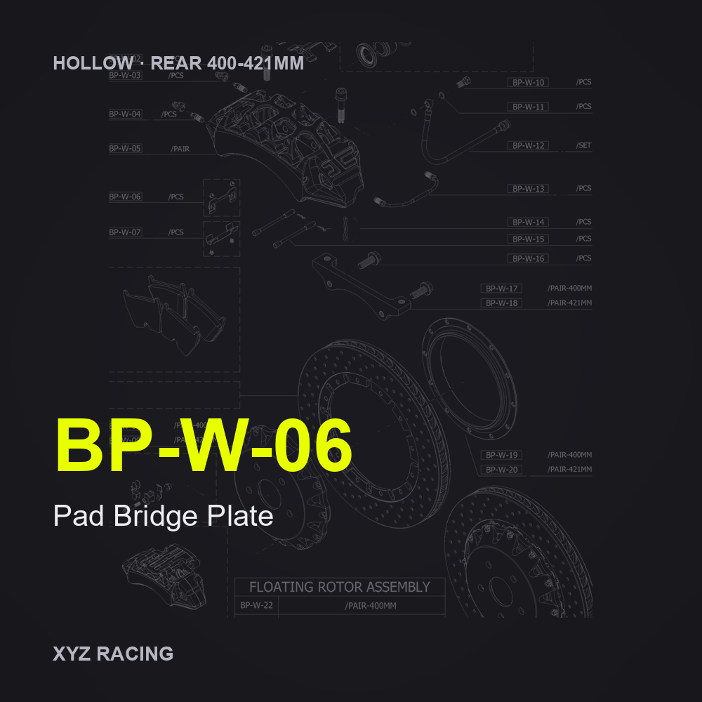 Pad Bridge Plate (BP-W-06) — Hollow Rear 400-421mm