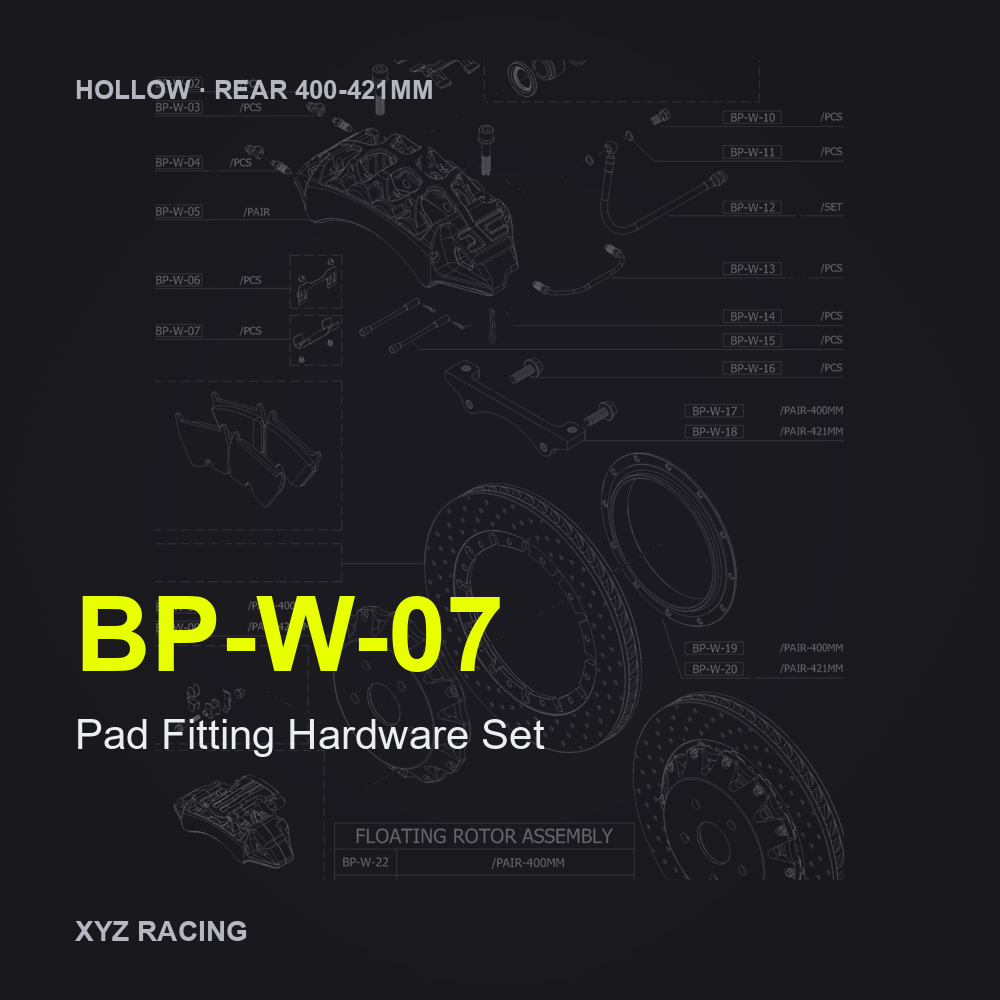 Pad Fitting Hardware Set (BP-W-07) — Hollow Rear 400-421mm