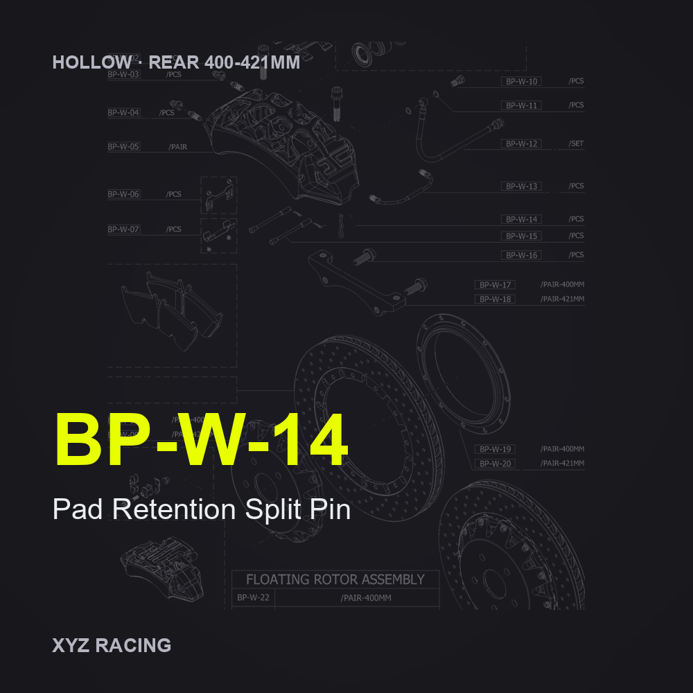 Pad Retention Split Pin (BP-W-14) — Hollow Rear 400-421mm