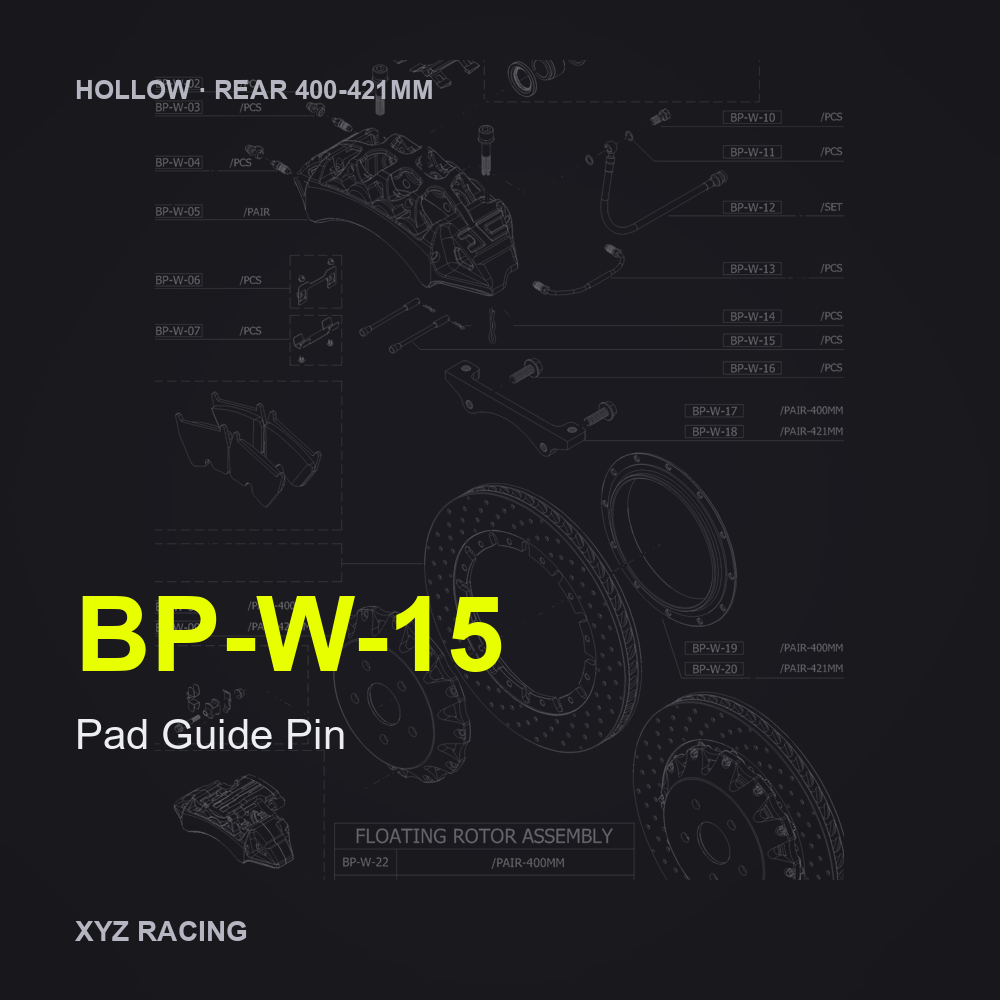 Pad Guide Pin (BP-W-15) — Hollow Rear 400-421mm