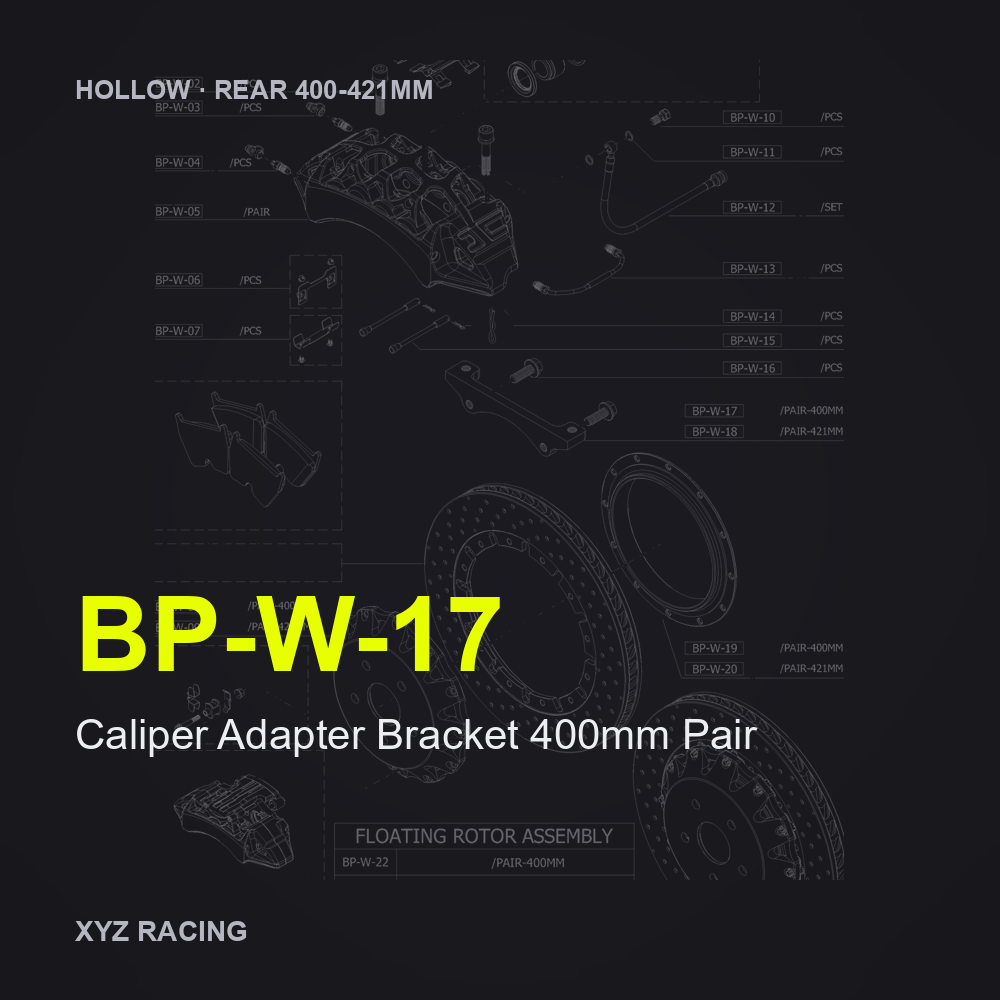 Caliper Adapter Bracket 400mm Pair (BP-W-17) — Hollow Rear 400-421mm