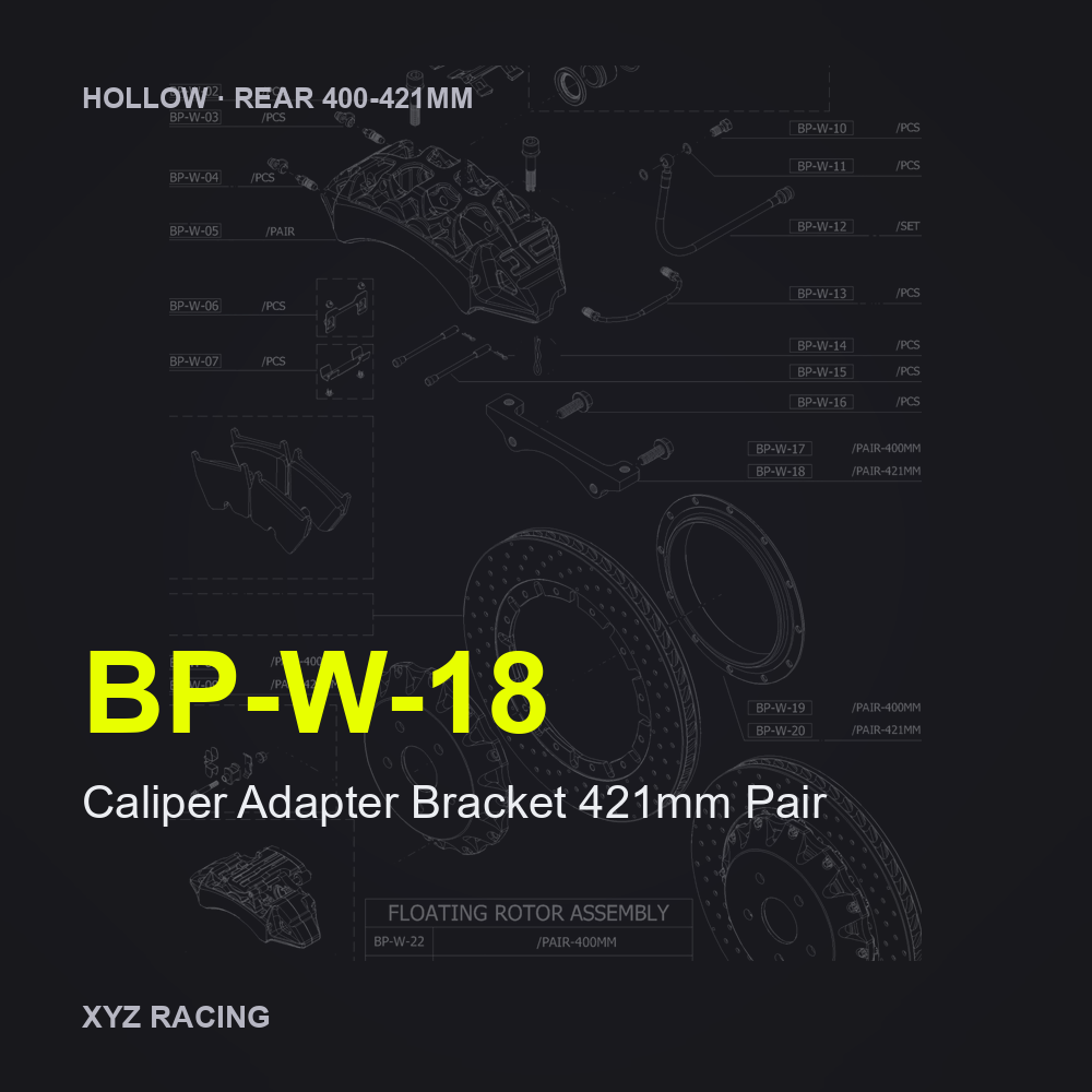 Caliper Adapter Bracket 421mm Pair (BP-W-18) — Hollow Rear 400-421mm