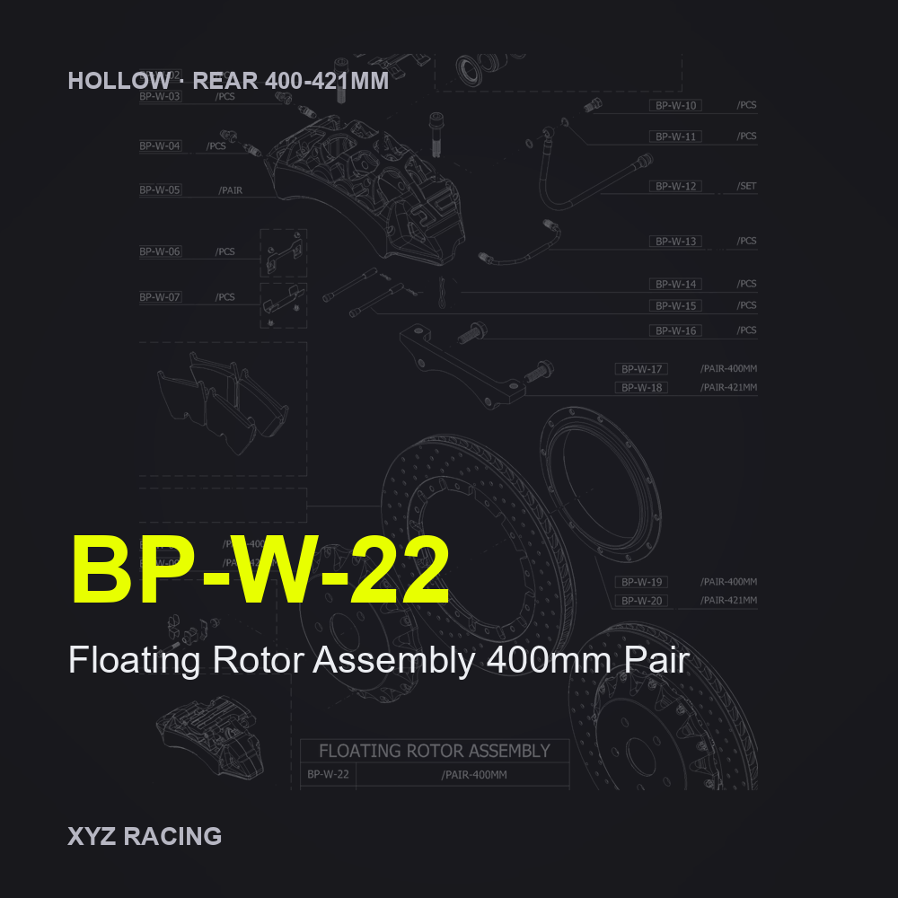 Floating Rotor Assembly 400mm Pair (BP-W-22) — Hollow Rear 400-421mm