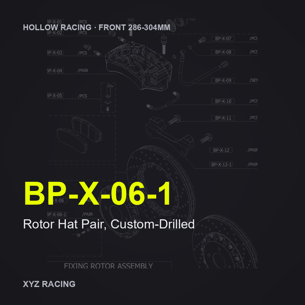 Rotor Hat Pair, Custom-Drilled (BP-X-06-1) — Hollow Racing Front 286-304mm