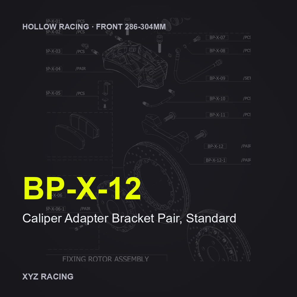Caliper Adapter Bracket Pair, Standard (BP-X-12) — Hollow Racing Front 286-304mm