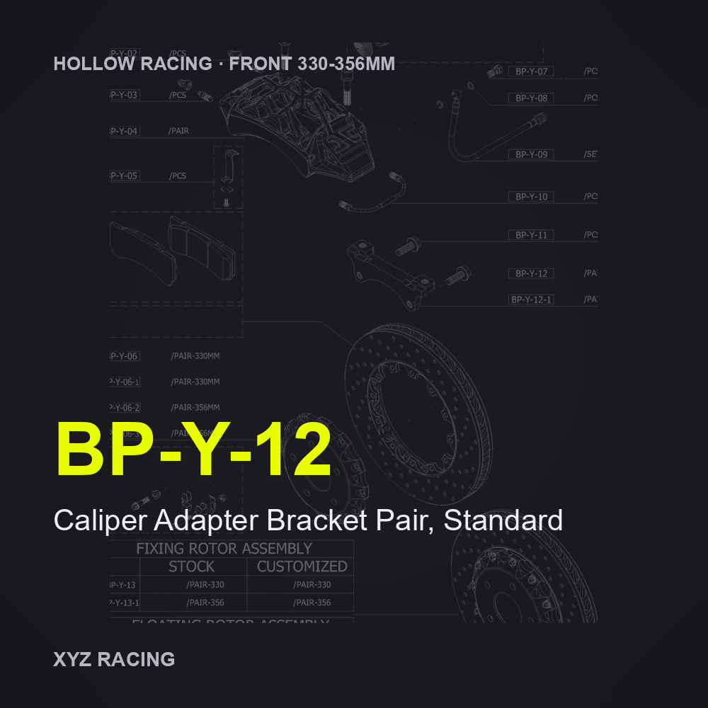 Caliper Adapter Bracket Pair, Standard (BP-Y-12) — Hollow Racing Front 330-356mm