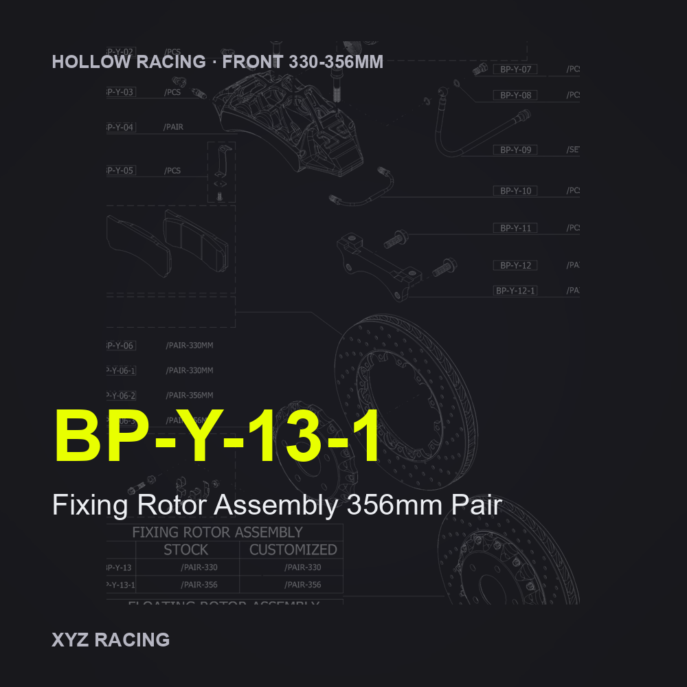 Fixing Rotor Assembly 356mm Pair (BP-Y-13-1) — Hollow Racing Front 330-356mm