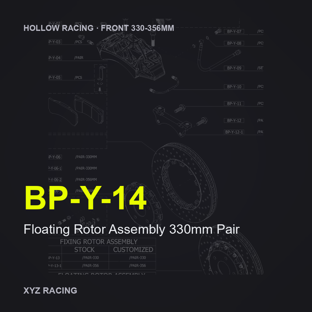 Floating Rotor Assembly 330mm Pair (BP-Y-14) — Hollow Racing Front 330-356mm