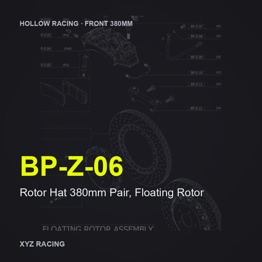 Rotor Hat 380mm Pair, Floating Rotor (BP-Z-06) — Hollow Racing Front 380mm