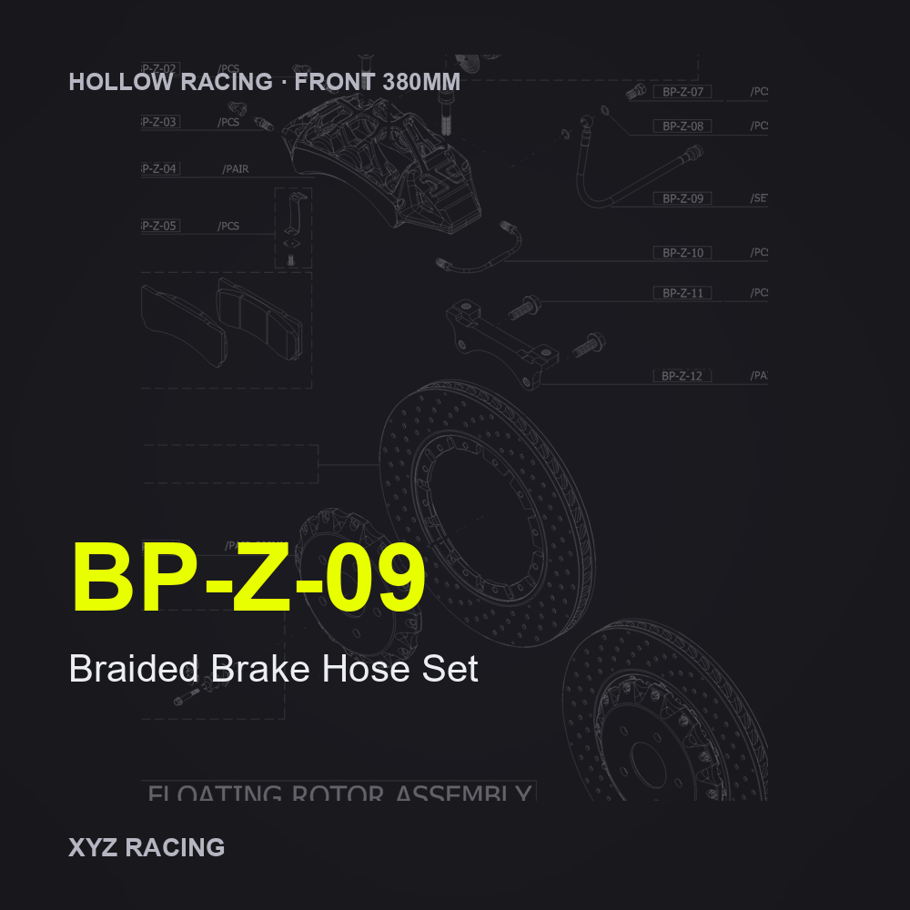 Braided Brake Hose Set (BP-Z-09) — Hollow Racing Front 380mm