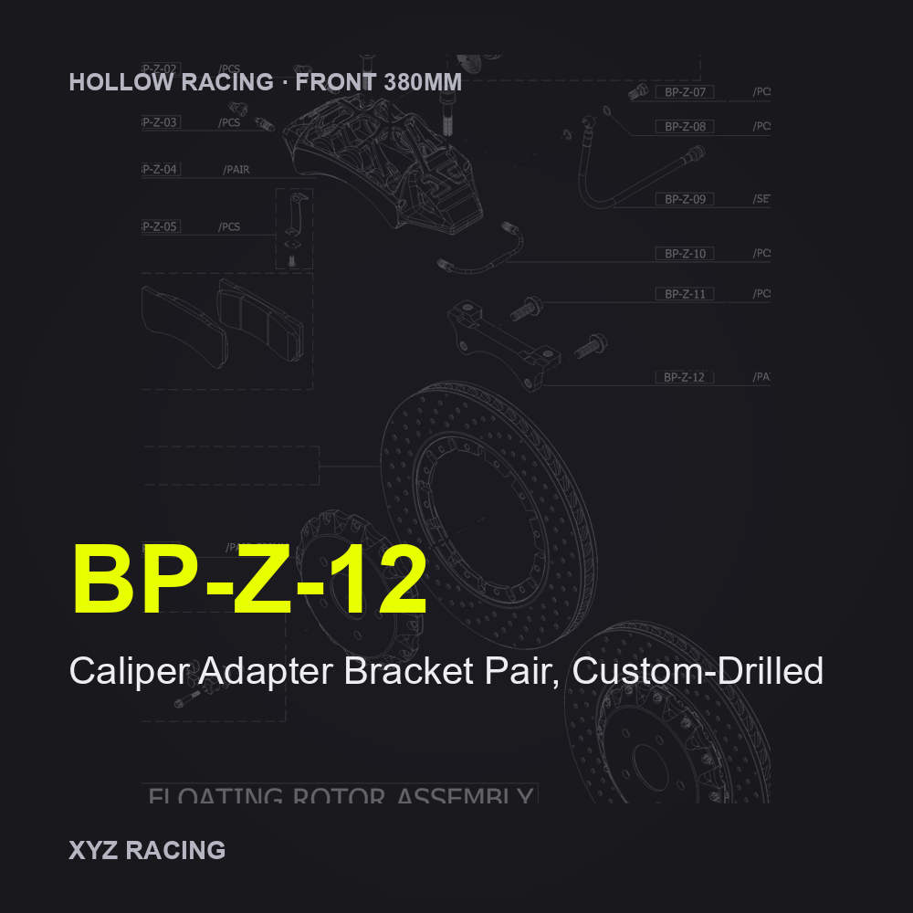 Caliper Adapter Bracket Pair, Custom-Drilled (BP-Z-12) — Hollow Racing Front 380mm