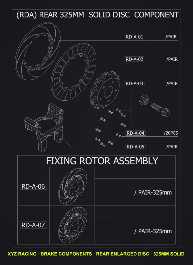 Rotor Hat Pair (RD-A-03) — Rear Enlarged Disc 325mm Solid