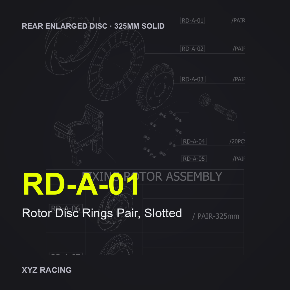 Rotor Disc Rings Pair, Slotted (RD-A-01) — Rear Enlarged Disc 325mm Solid