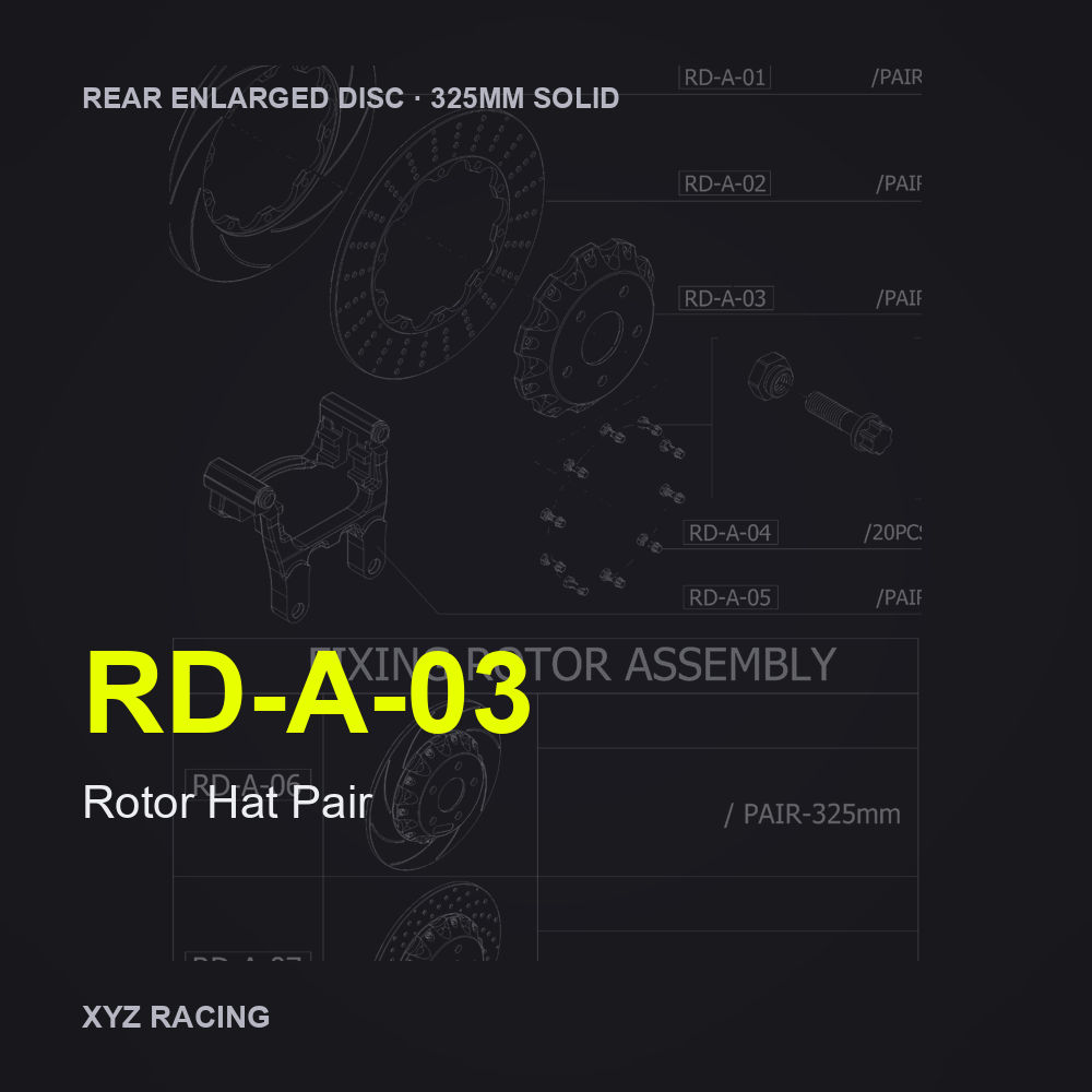 Rotor Hat Pair (RD-A-03) — Rear Enlarged Disc 325mm Solid