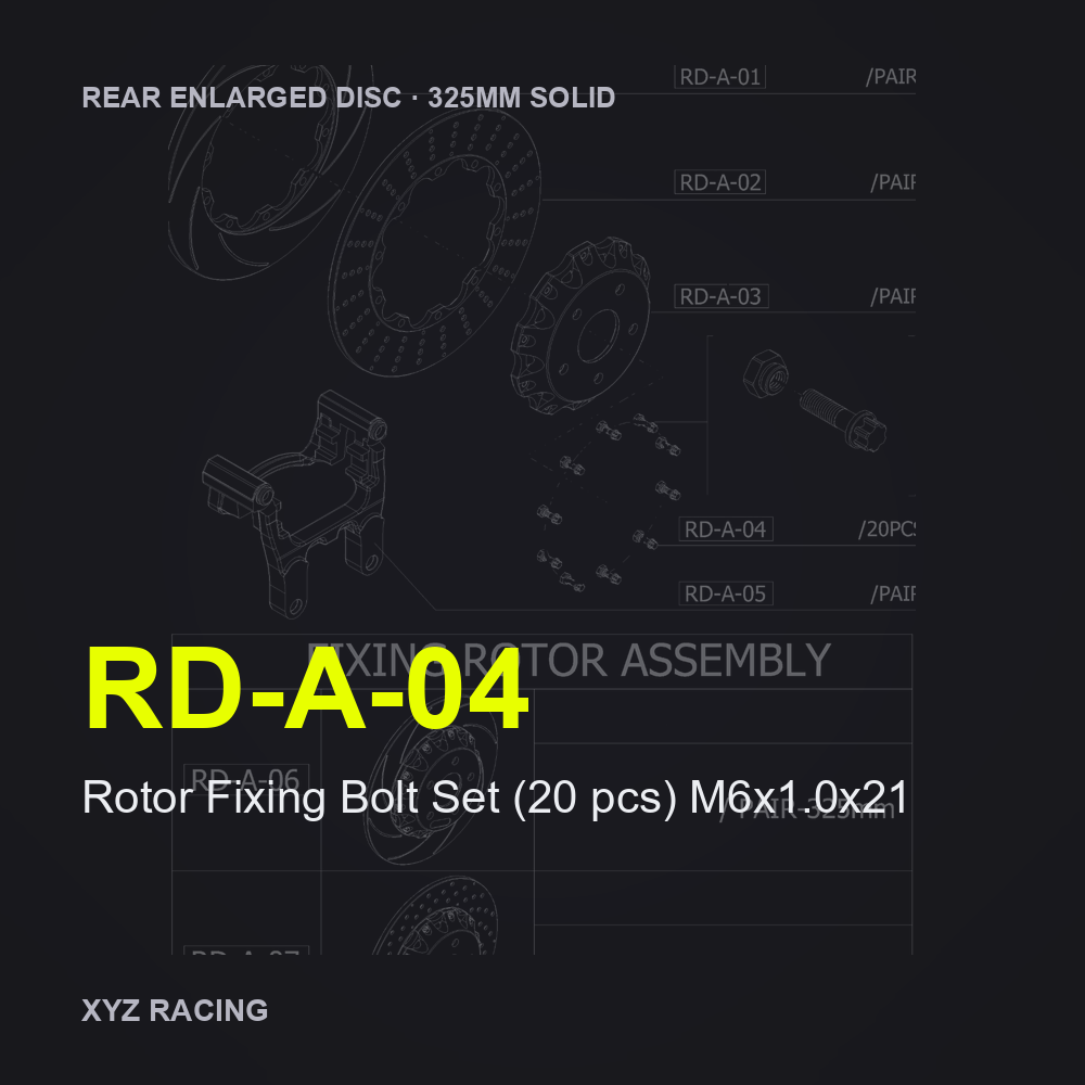 Rotor Fixing Bolt Set (20 pcs) M6x1.0x21 (RD-A-04) — Rear Enlarged Disc 325mm Solid