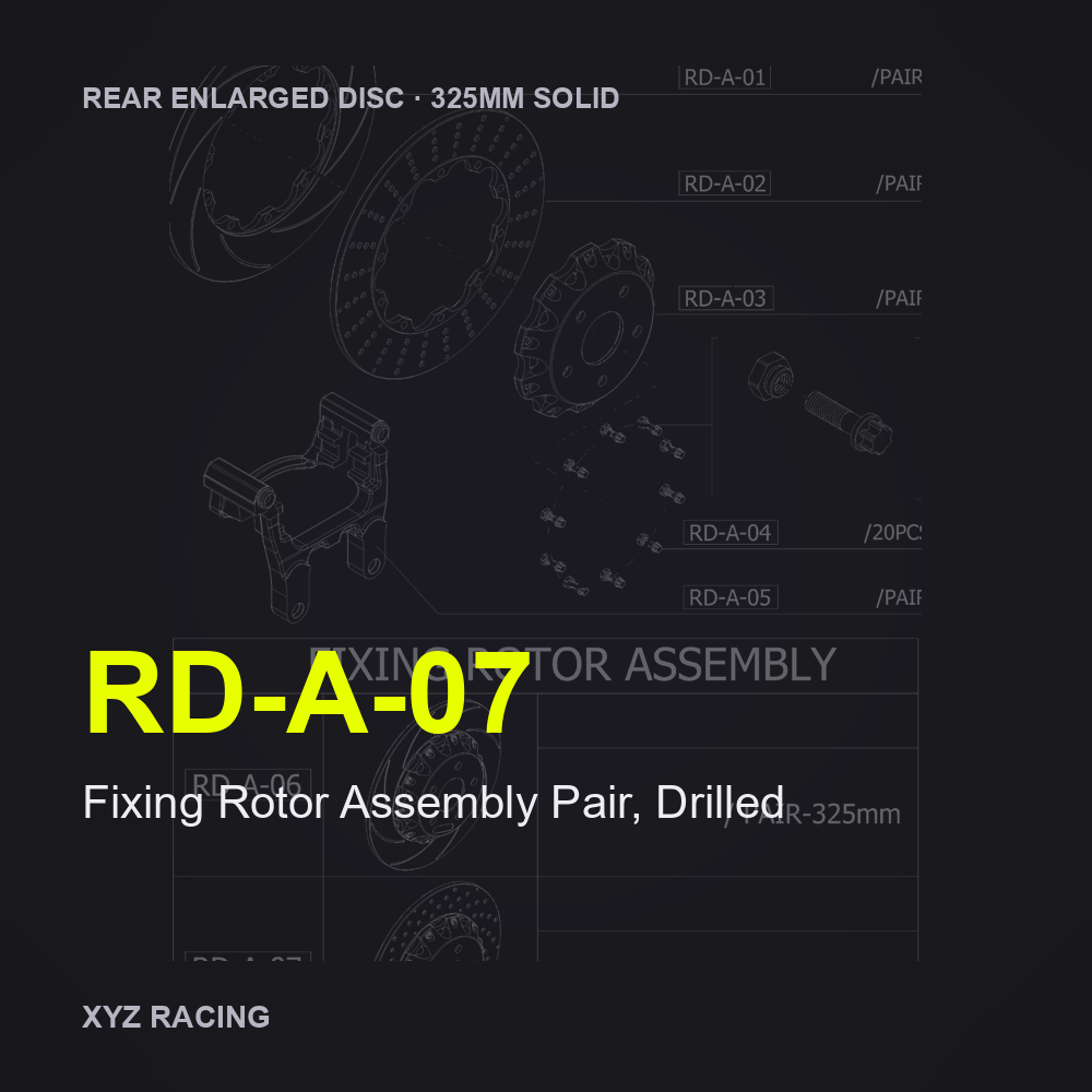 Fixing Rotor Assembly Pair, Drilled (RD-A-07) — Rear Enlarged Disc 325mm Solid