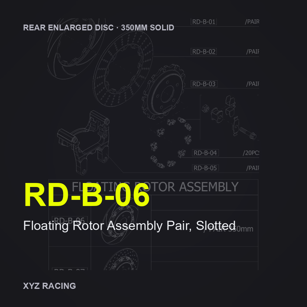 Floating Rotor Assembly Pair, Slotted (RD-B-06) — Rear Enlarged Disc 350mm Solid