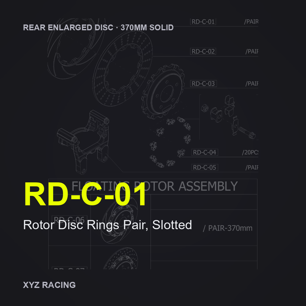 Rotor Disc Rings Pair, Slotted (RD-C-01) — Rear Enlarged Disc 370mm Solid