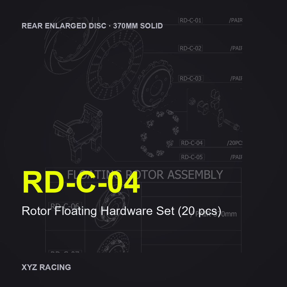 Rotor Floating Hardware Set (20 pcs) (RD-C-04) — Rear Enlarged Disc 370mm Solid