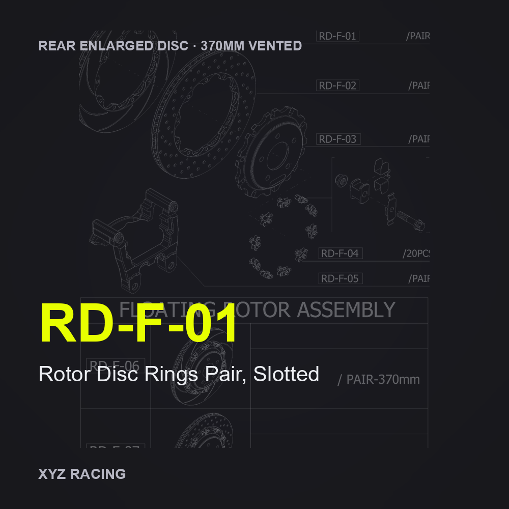 Rotor Disc Rings Pair, Slotted (RD-F-01) — Rear Enlarged Disc 370mm Vented