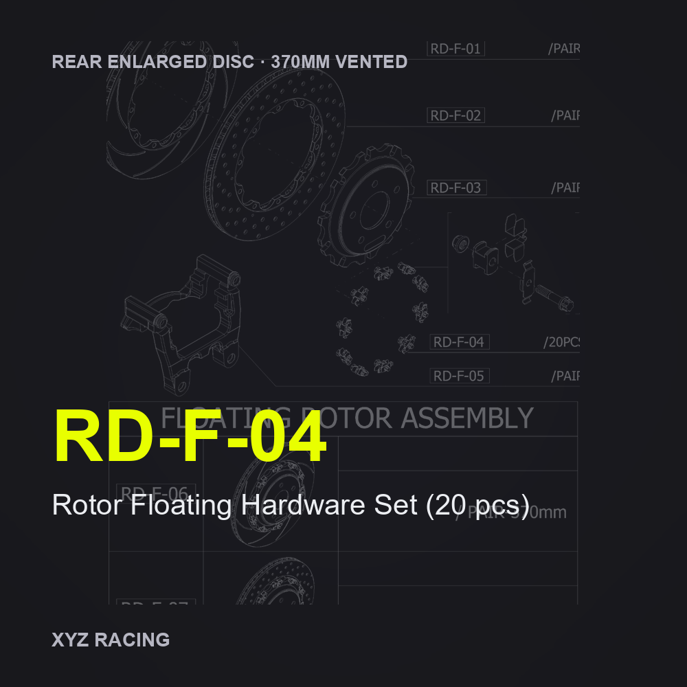 Rotor Floating Hardware Set (20 pcs) (RD-F-04) — Rear Enlarged Disc 370mm Vented