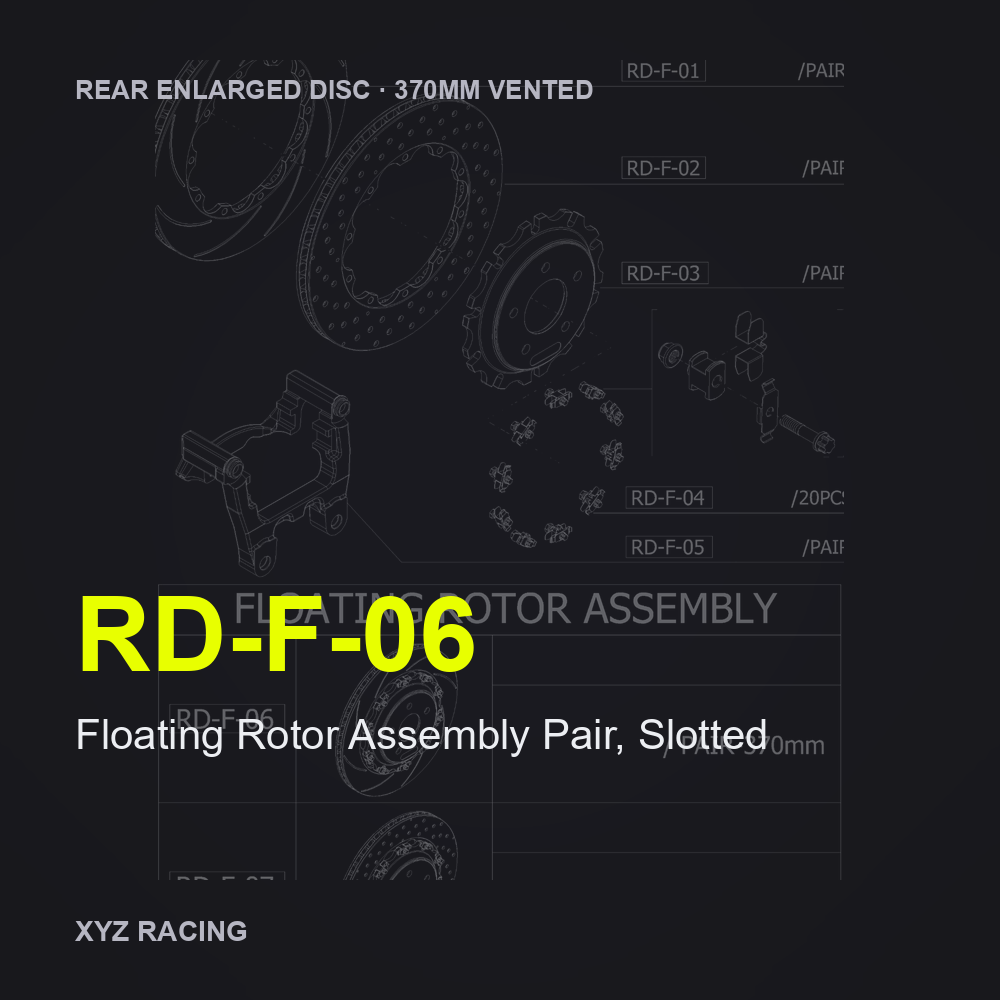 Floating Rotor Assembly Pair, Slotted (RD-F-06) — Rear Enlarged Disc 370mm Vented