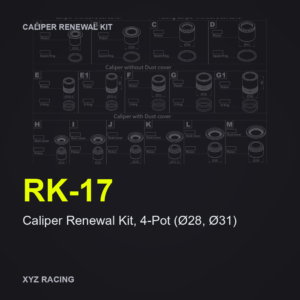 Caliper Renewal Kit, 4-Pot (Ø28, Ø31) (RK-17) — Rear 330-356mm EPB caliper