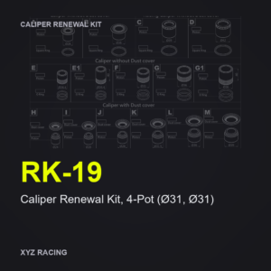 Caliper Renewal Kit, 4-Pot (Ø31, Ø31) (RK-19) — Rear 400-421mm EPB caliper