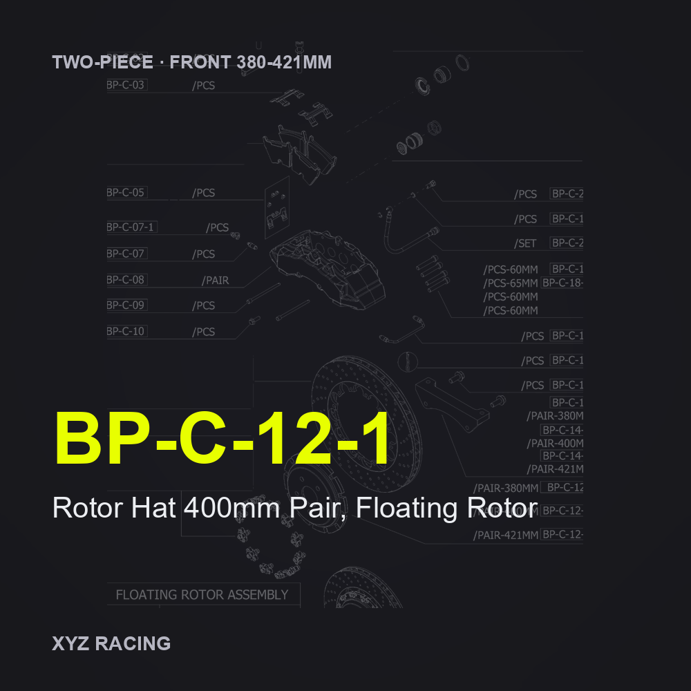 Rotor Hat 400mm Pair, Floating Rotor (BP-C-12-1) — Two-Piece Front 380-421mm