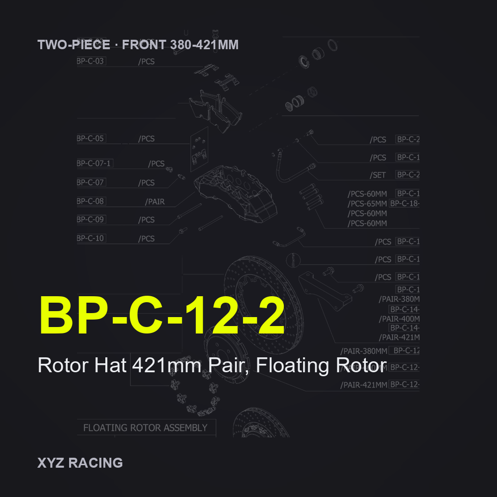 Rotor Hat 421mm Pair, Floating Rotor (BP-C-12-2) — Two-Piece Front 380-421mm