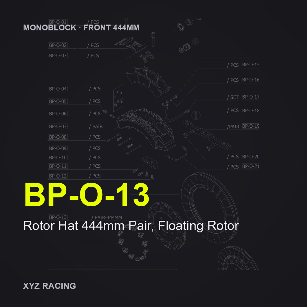 Rotor Hat 444mm Pair, Floating Rotor (BP-O-13) — Monoblock Front 444mm